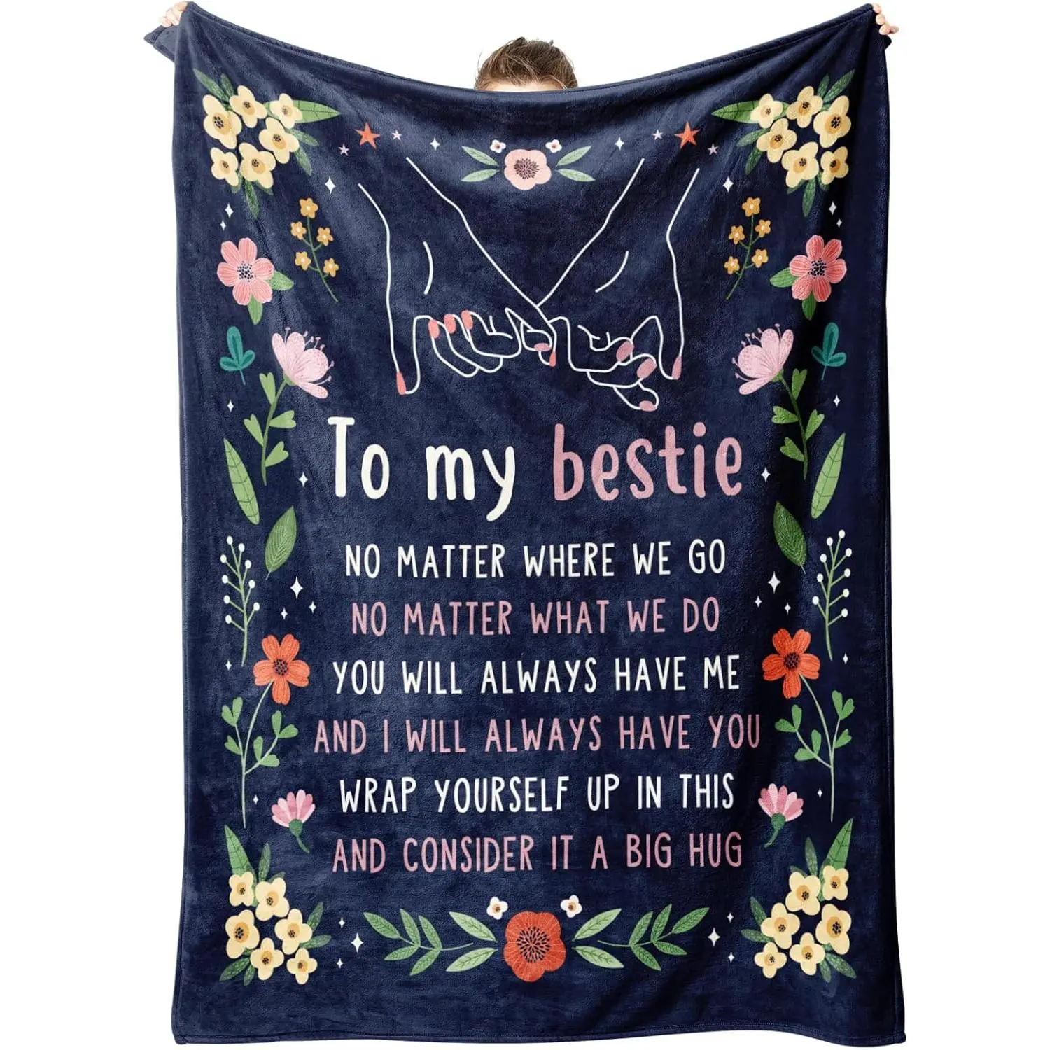 To My Bestie Friendship Quote Throw Blanket 💐   Floral Best Friend Sentimental Gift For Women