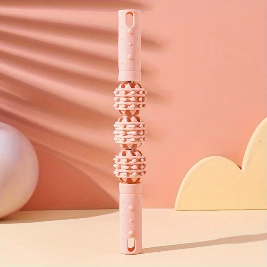 Three-wheel Massage Stick, Leg Muscle Relaxer, Calf Roller, Yoga Stick Roller, Wolf Tooth Massage Roller, Leg Clamp Roller