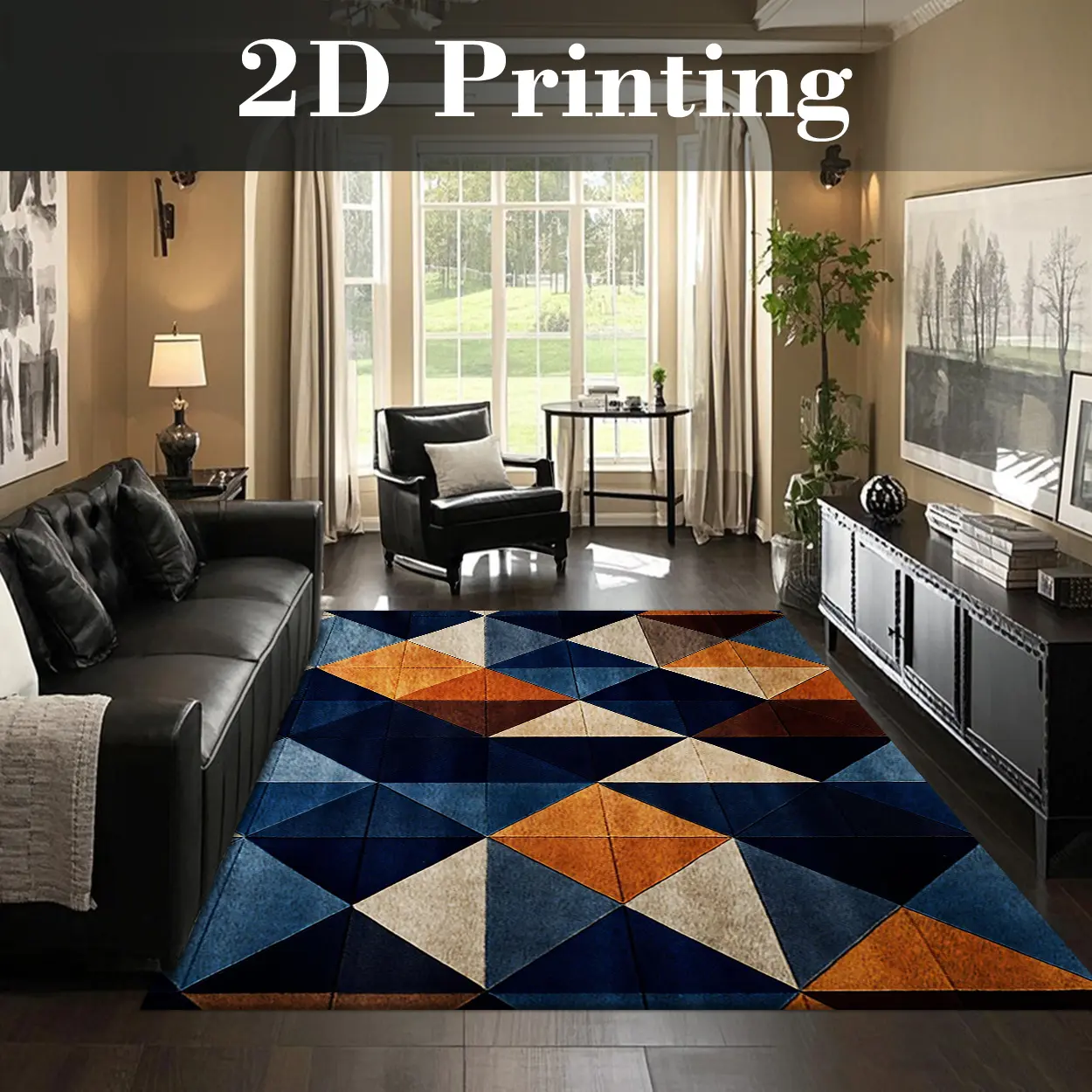 Local Delivery, Multiple Sizes Washable Non Slip Geometric Triangle Area Rug for Living Room, Modern Color Block Rug