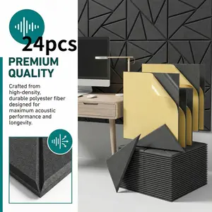 Polyester fiber sound-absorbing panels with irregular patterns, 3D grooved, and cuttable sound insulation boards; recording studio noise-reducing felt boards, Universal version 24 pieces/8 pieces per pack.