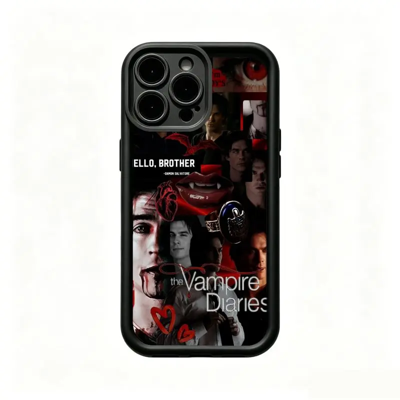 Gothic Vampire Aesthetic Phone Case, Damon Salvatore Collage Art for iPhone 17/16/15/14/13/12/11 ProMax Plus for Samsung phones,an excellent gift for friend or fans.