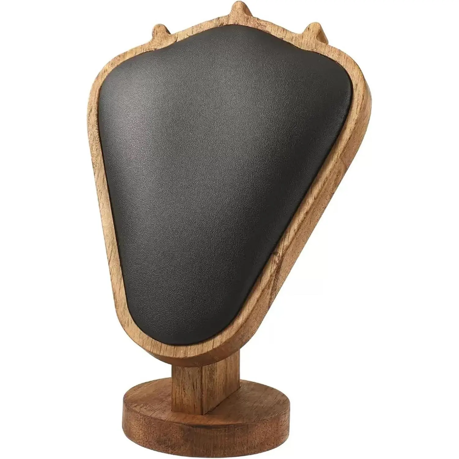 8.27''x5.51'' Wooden Necklace Display Chain Bust Stand Leather  Necklace Tabletop Display Boards Stand (Black)