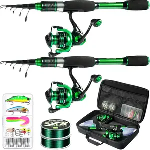 Fishing Rod and Reel Combo Graphite Telescoping Fishing Pole Portable Travel Kit with Carrier Bag  Freshwater Saltwater