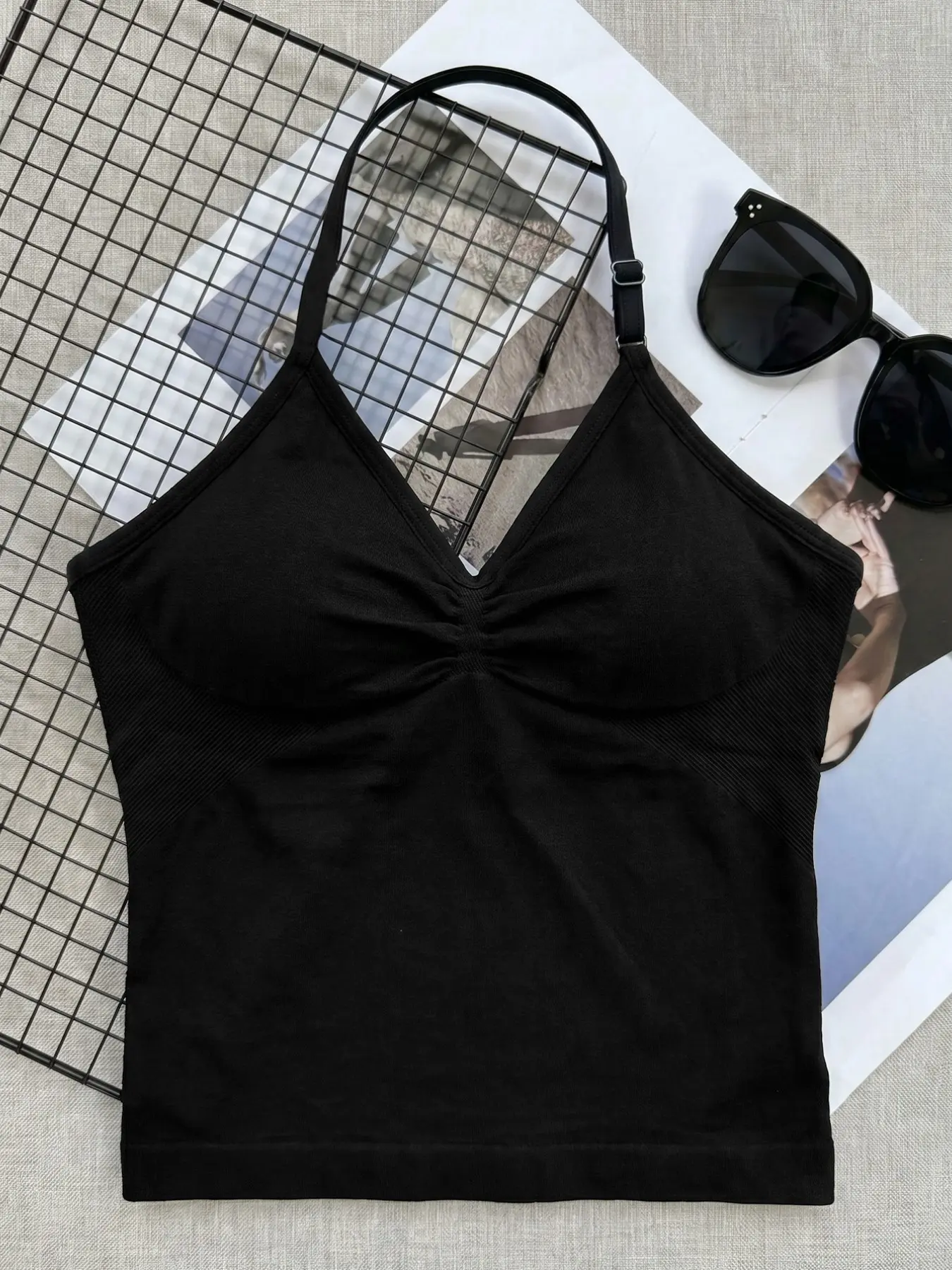 Women's Halter Neck Shapewear Tank Top with Removable Pads, Adjustable Straps Camisole, Seamless Comfortable Tops,  All Seasons Clothes