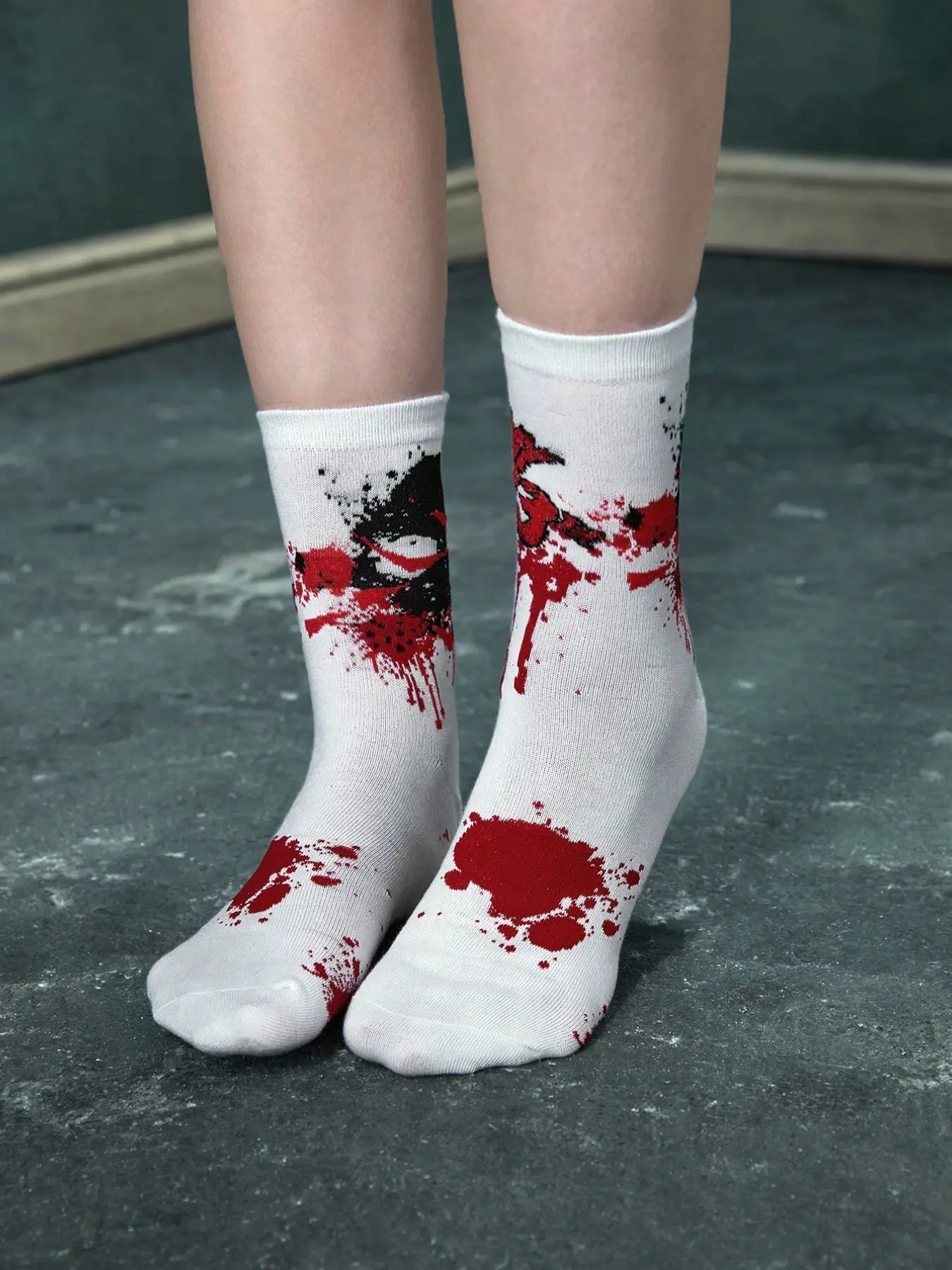 5 Pairs Retro Skull Print Ankle Socks, Block, Unique Punk Style, Breathable Casual Trendy Long Socks