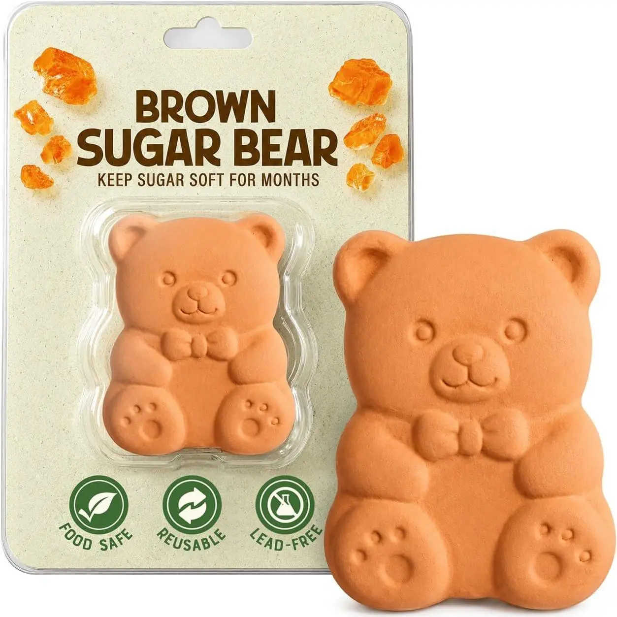 Brown Sugar  Keeper, Terracotta Sugar Saver Softener for Brown Sugar Containers,  -Safe Clay  Regulator, Keeps Sugar Soft, 1 Pack
