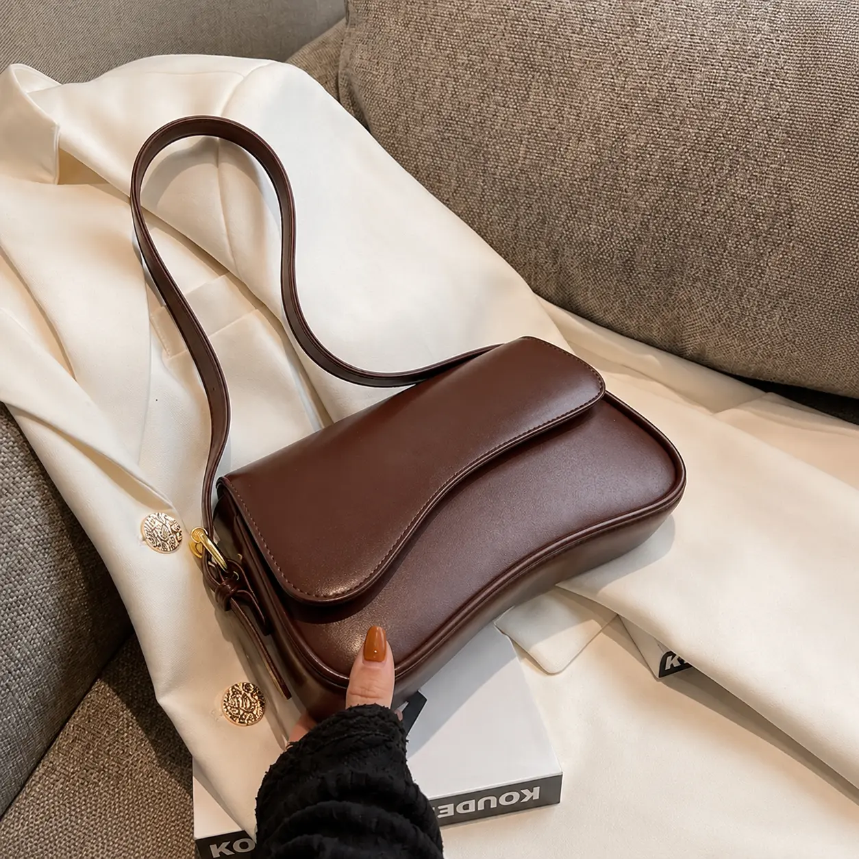 Women's Elegant Solid Color Flap Shoulder Clutch, Fashionable PU Leather Baguette Bag for Daily Life, Casual Trendy Versatile Convertible Shoulder Bag for Women & Girls, Fashion Purses, Crossbody Clutch Purse commuter date night use party small