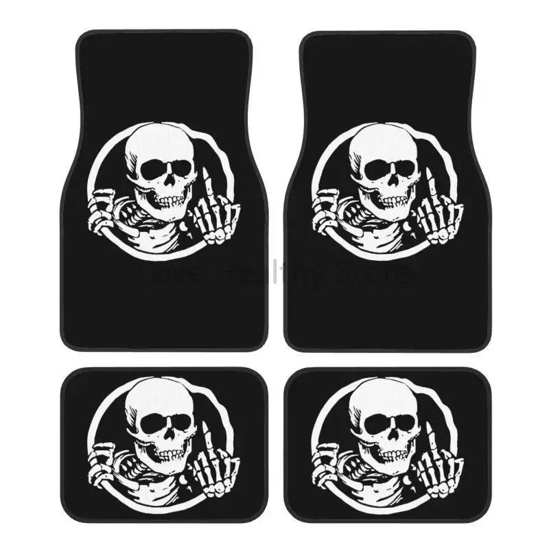 Pirate Skull Car Mat Carpets 4‑ Car Floor Mats Non‑Slip Carpet with Rubber Backing Auto Accessories Decoration for Car SUV
