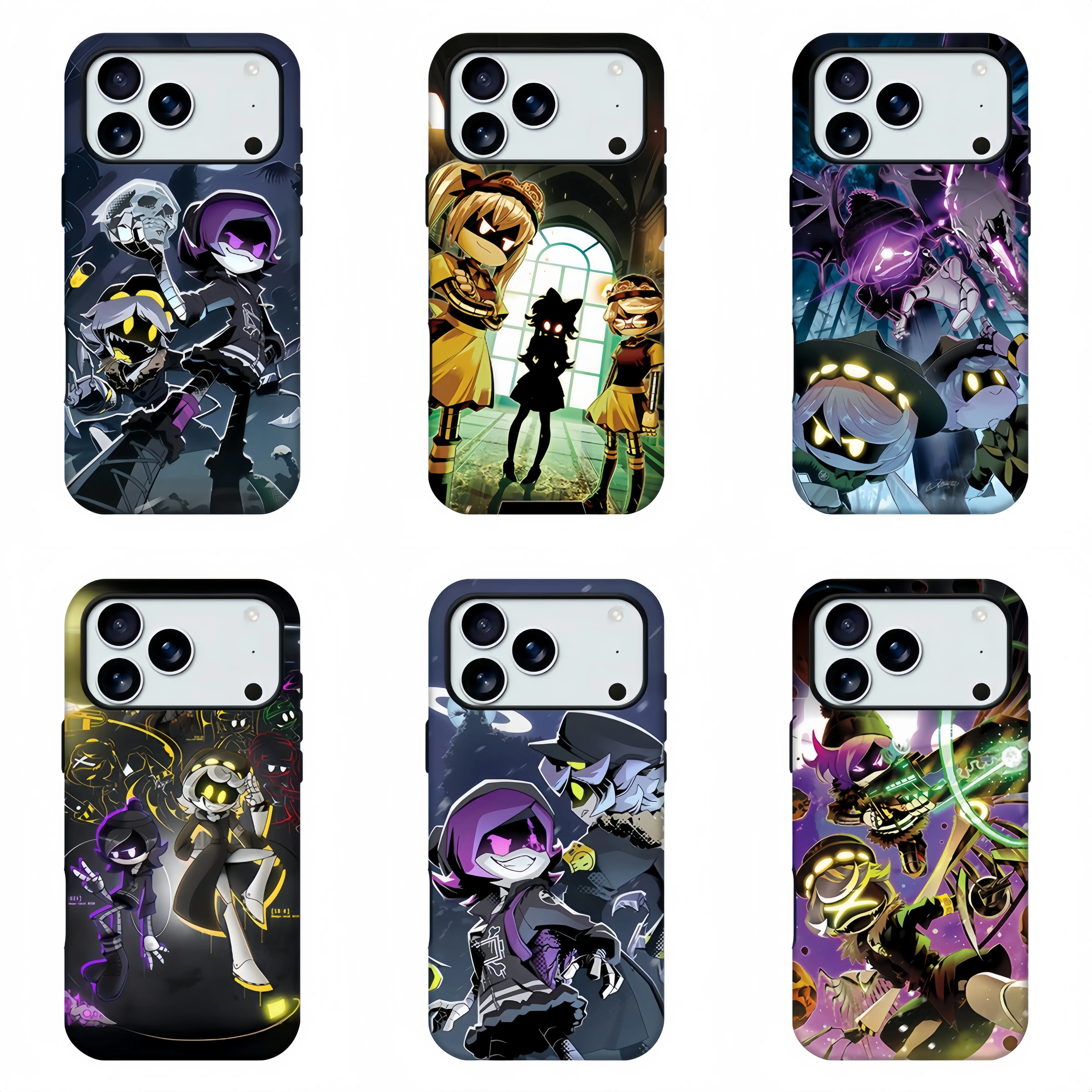 Murder Drones Anime Phone Case,Gothic Sci-Fi Animation Fan Phone Shell,Uzi N V Cyn Doll Robot Glowing Eyes Dark Sci-Fi Cartoon Print Shockproof Protective Cover For iPhone 11-17 Pro Max, Samsung S21-S26, Stylish Girly Gift