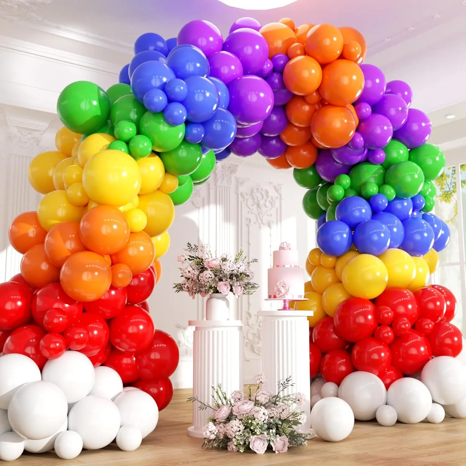 Rainbow Balloon Arch Kit - 211 count 8  Colors Balloon Garland Kit for Birthday Party   Shower Wedding Anniversary Christmas Pride Rainbow Colorful Supplies Party Decorations