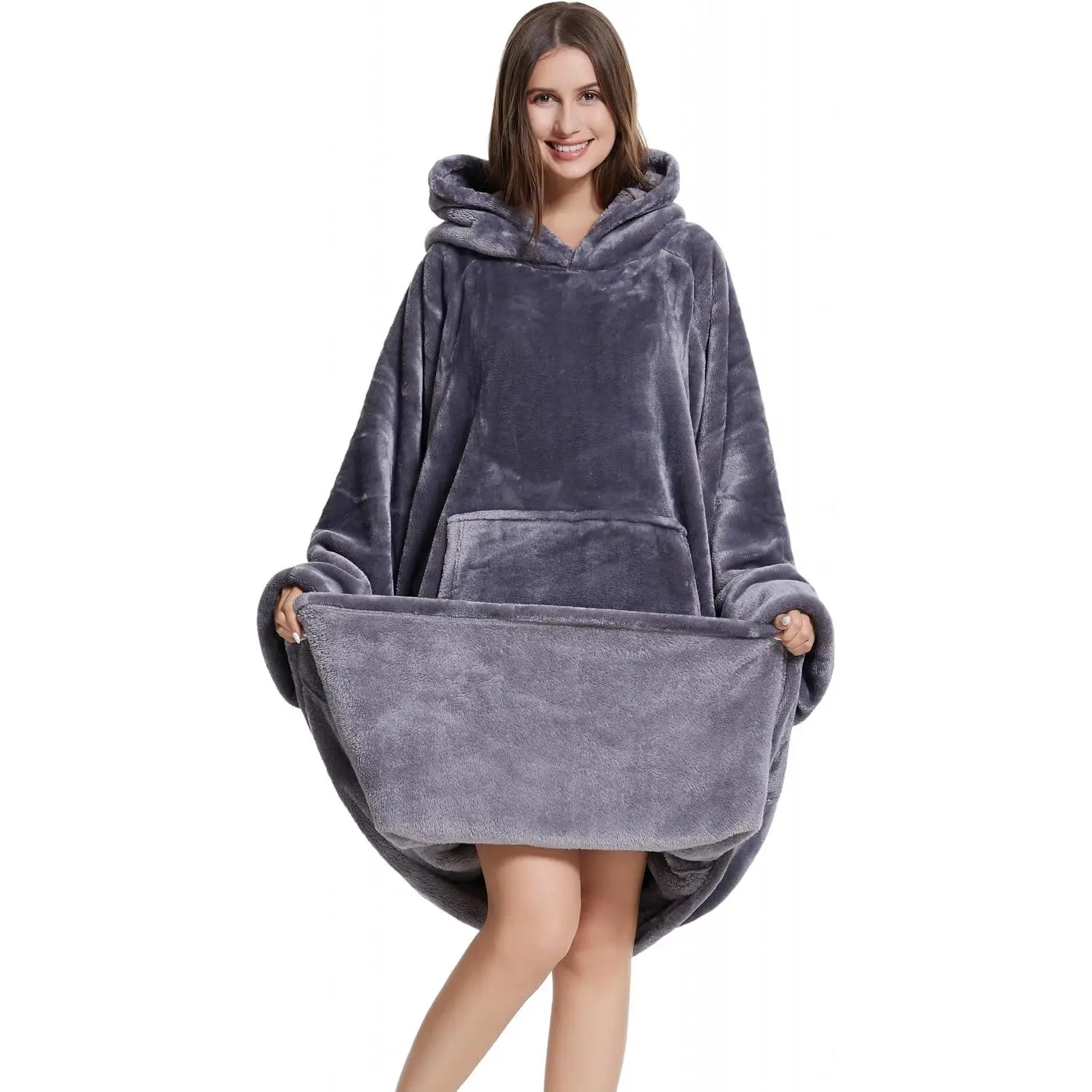 Oversized Hooded Wearable Blanket Hoodie for Men Adluts (Grey 2)