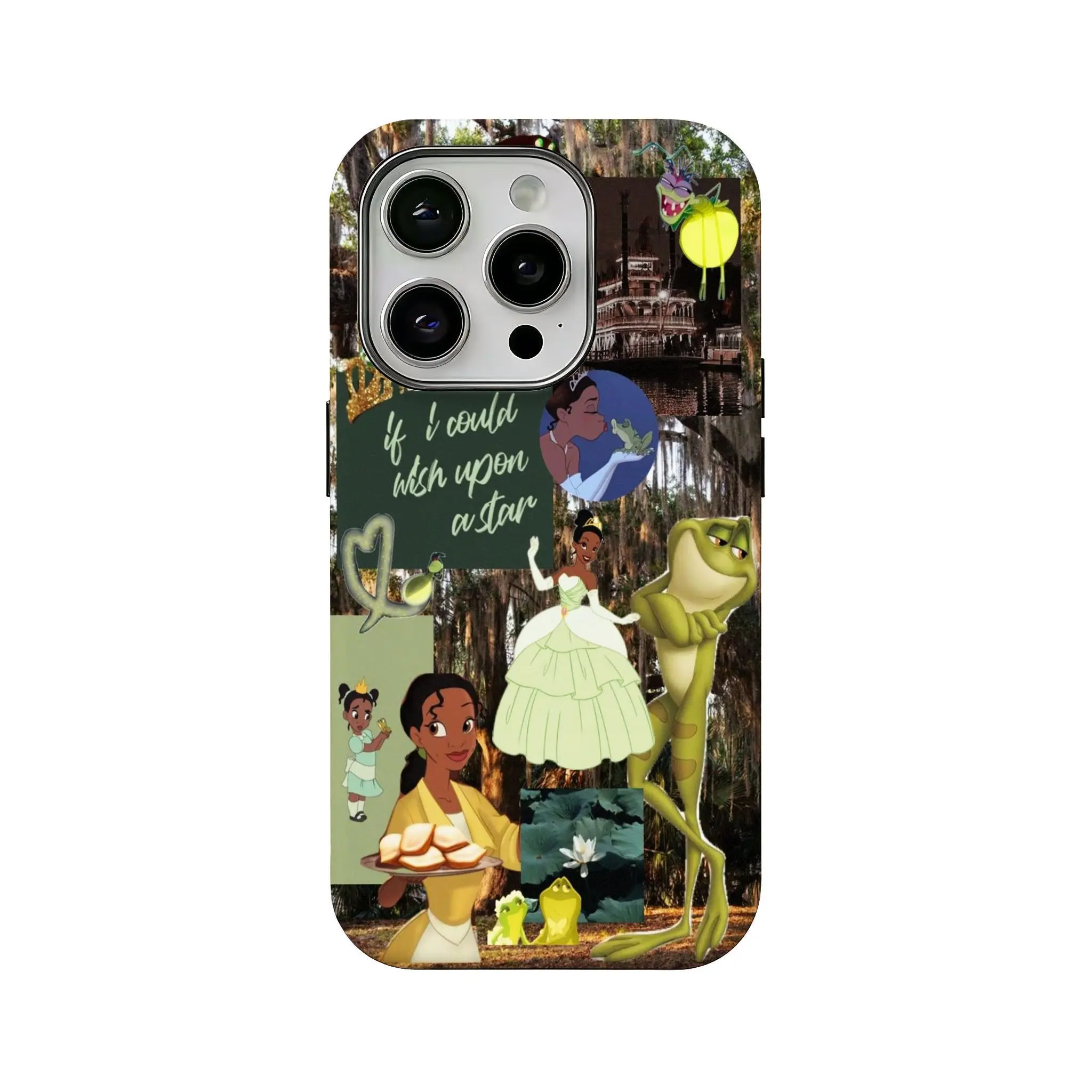 Stylish anime-style Tiana and frog design film-finish phone case; compatible with iPhone 12 through 17; features a smooth, premium feel and drop protection—an excellent choice for a gift.