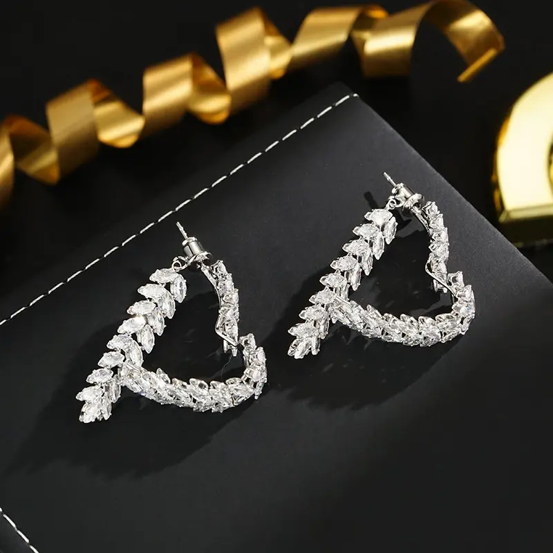 Elegant Luxury Zircon Wheat Front & Back Earrings for Women, Trendy Versatile Niche Unique Ear Jewelry