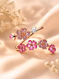 1 Pc Peach Blossom Ring for Women, Adjustable Flower Ring, Dainty Floral Jewelry Gift, Cute Everyday Ring, Beautiful Rings, Washable and Fade-Resistant