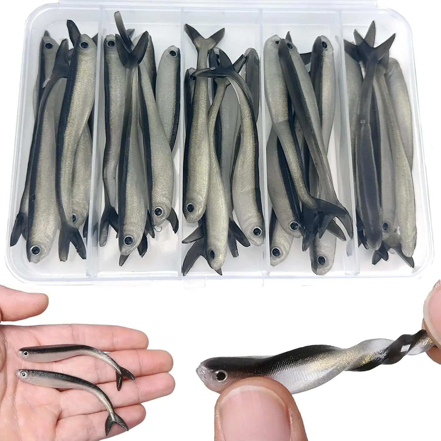 3.15" Paddle Tail Swimbaits –  Soft Plastic Swim Baits for Bass Fishing, Lifelike Action Lures for Freshwater & Inshore, 30 count