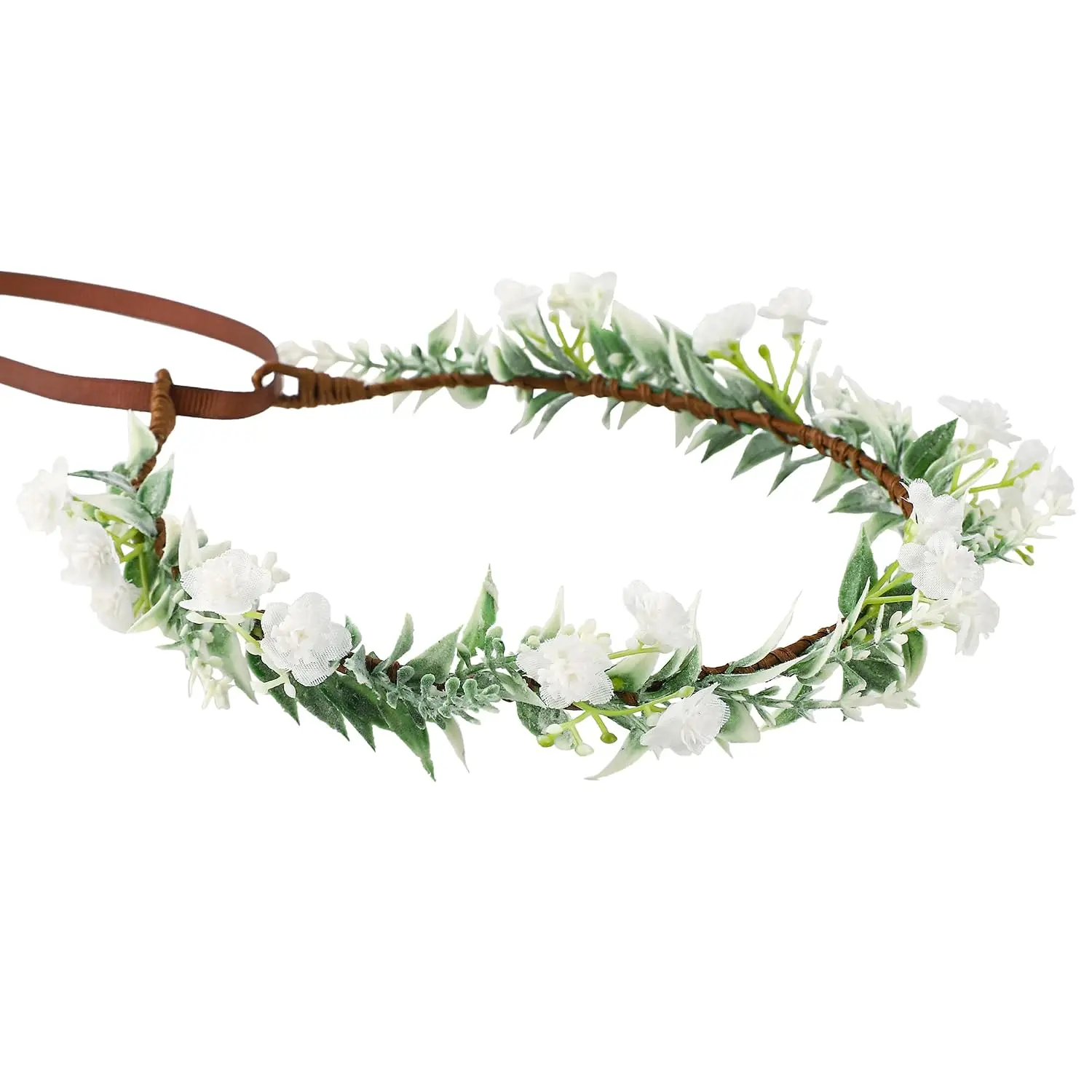 White Flower Crown Headband, Fairy Floral Headpiece | Renaissance Hair Accessories, Women Girls Bridal Weeding Birthday Party  Photo Prop