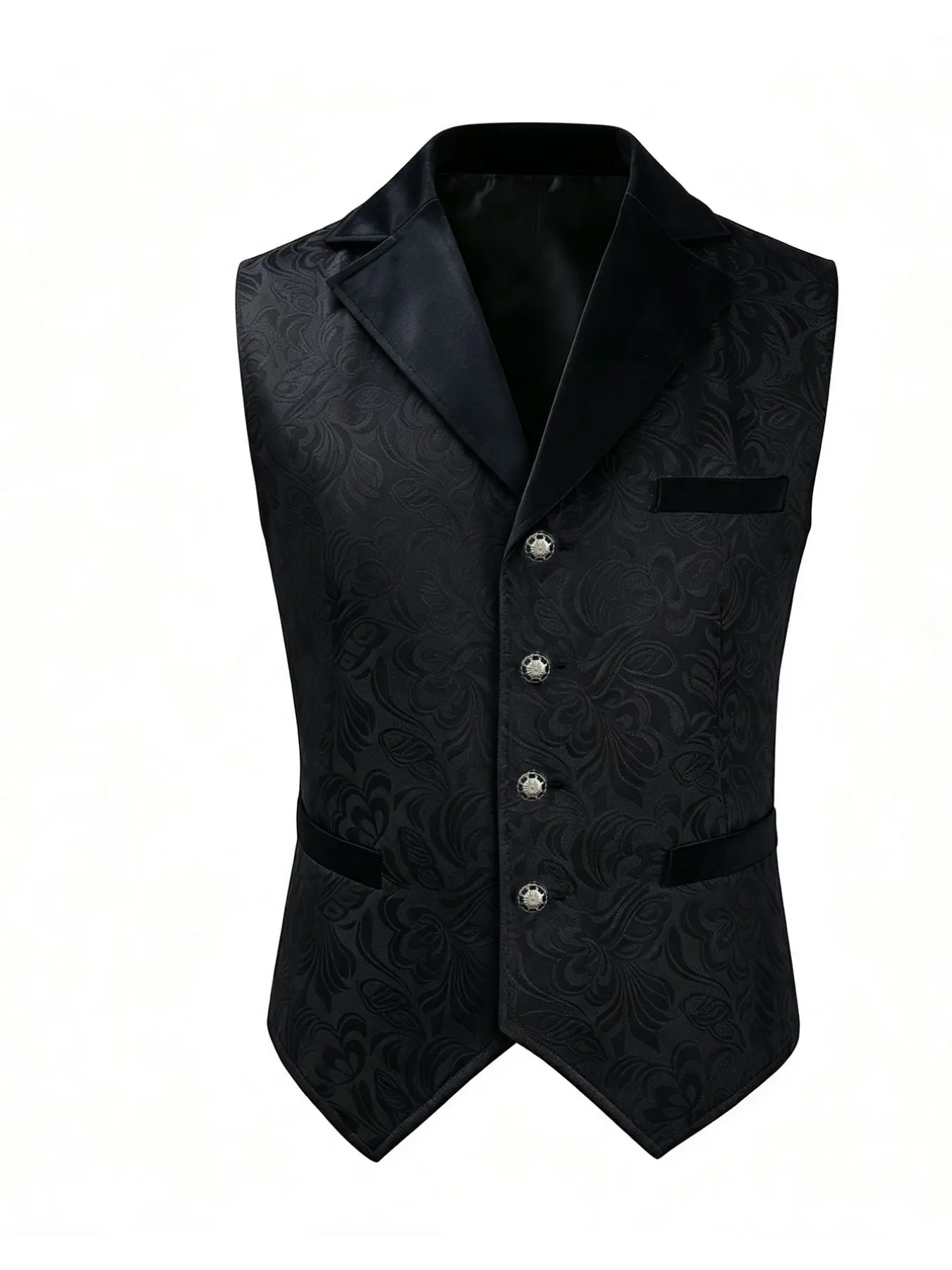 Gothic Lapel Pattern Men's Vest, Victorian Retro Halloween Short Dress Vest, Stylish Gothic Fashion Accessory, Perfect for Parties and Events