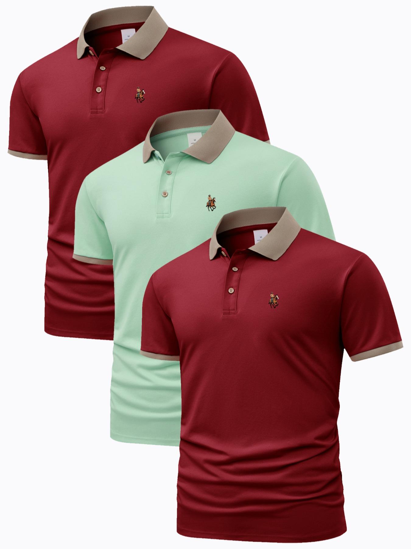 Men's Horse Graphic Polo Shirt, Regular Fit Casual Short Sleeve Top for Summer, Men's Clothes for Daily Wear, Tropical