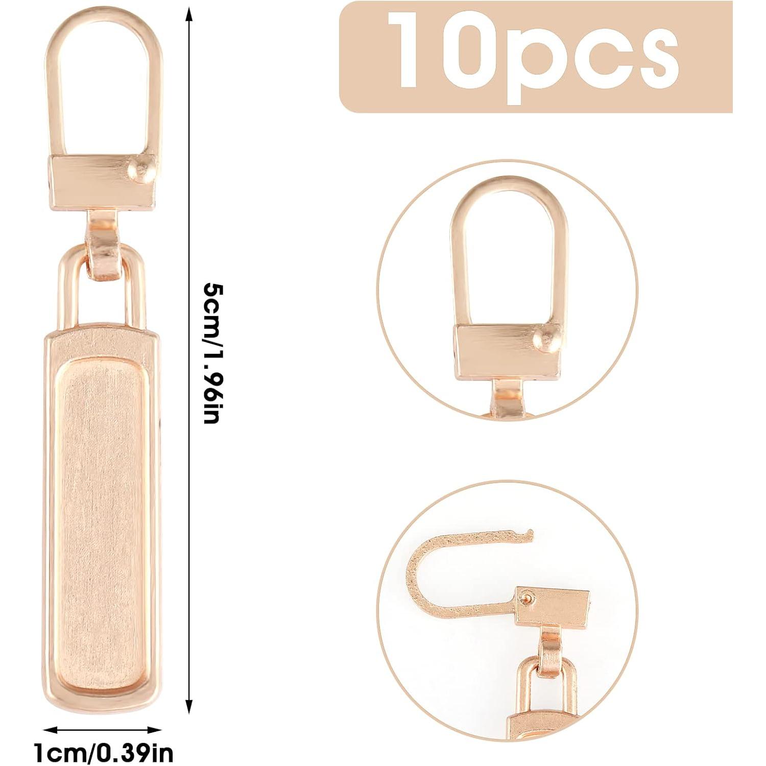 10 count Replacement Zipper Pull Detachable Metal Zip Pulls Repair Golf Bag Zipper Pull Replacement Tab for Luggage Clothing Jackets Jeans Backpacks Boots Dresses Purse Coat(Universal Extender)