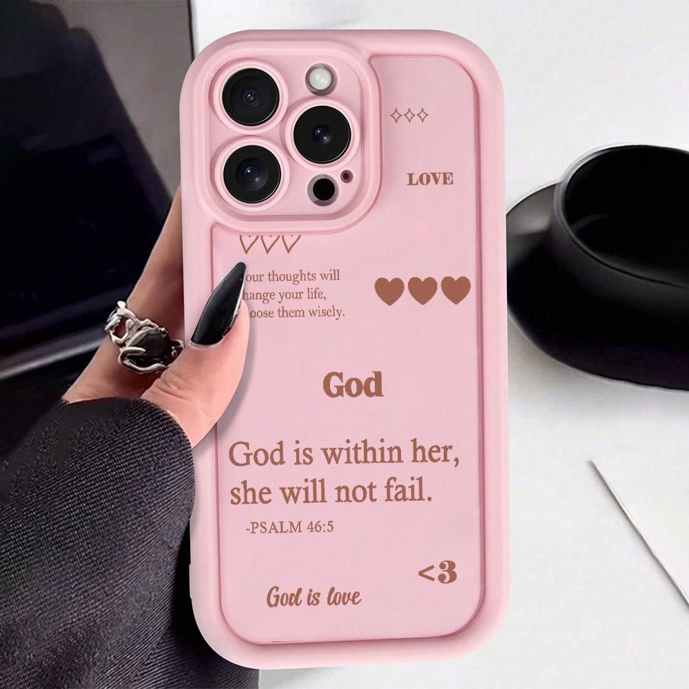 Creative Religious Quotes Pattern Phone Case, TPU Decorative Phone Protector Cover, Phone Accessories Compatible with iPhone 11 12 13 14 15 16 Pro Max, Casing