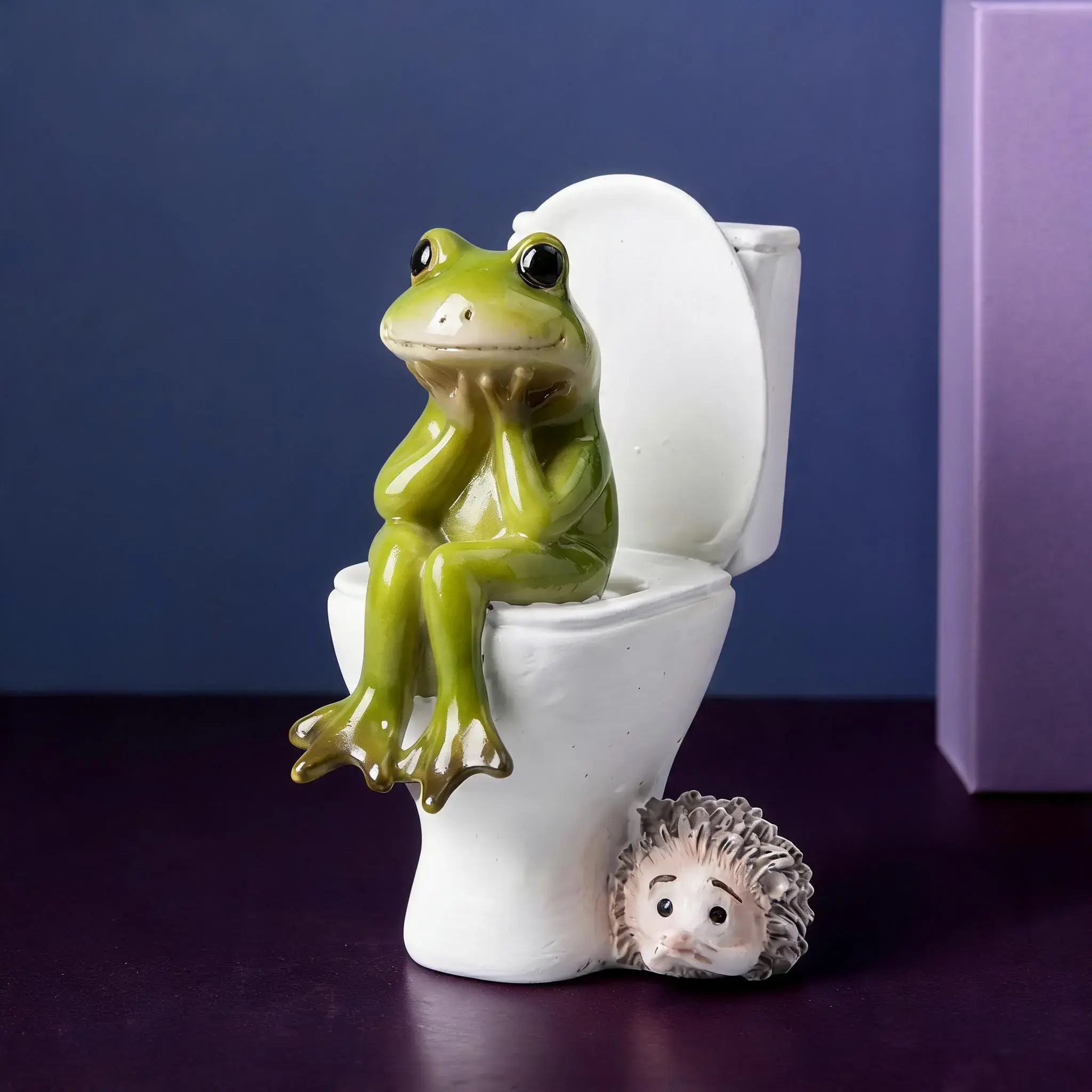 Collectible Figurines • 1pc Creative Toilet Frog Figurine • Cute And Playful Resin Animal Sculptures Desktop Decoration Funny Home Decor • Ideal for Various Room Types • Perfect Gift for Friends to Enhance Life's Fun • Resin Figurine Statue