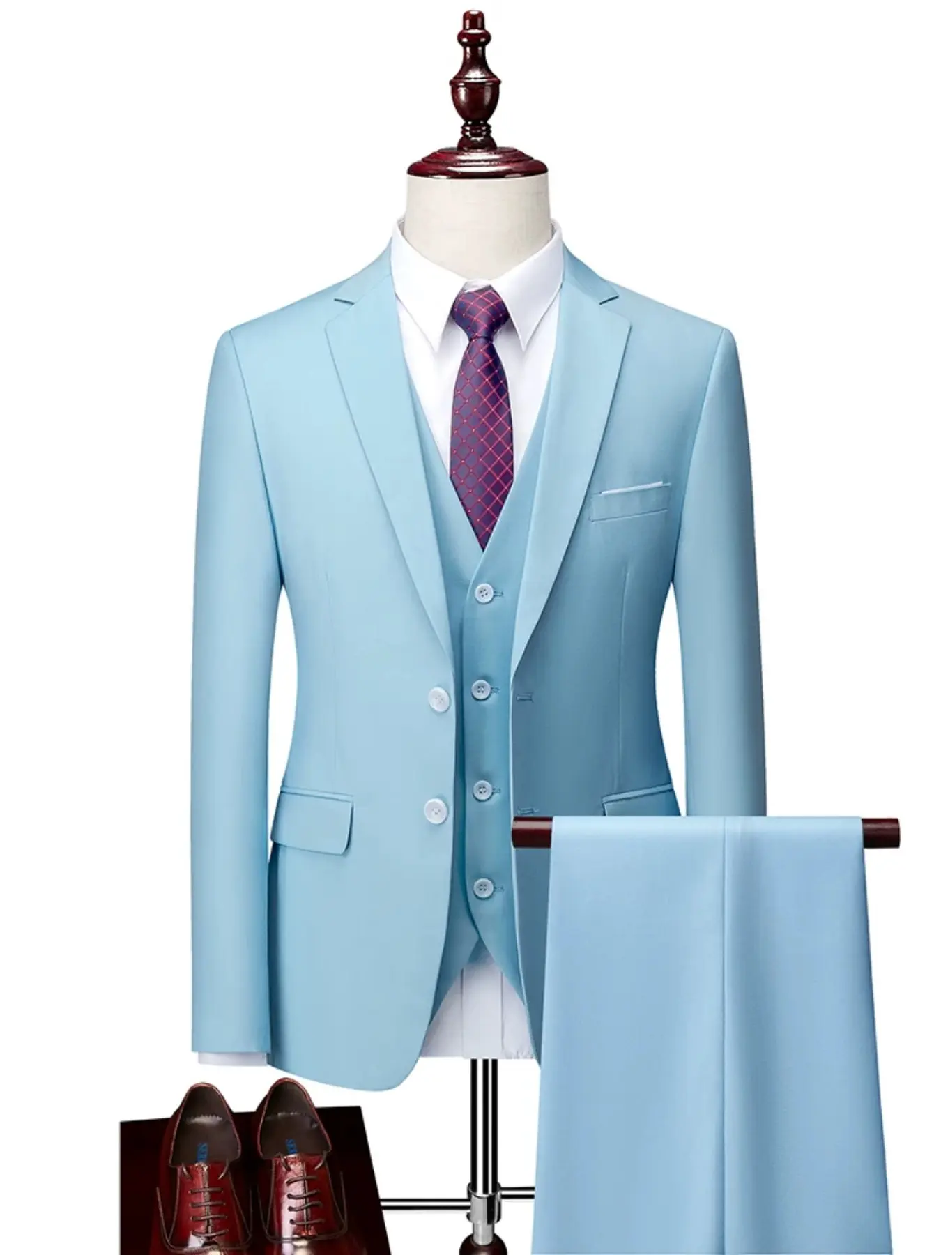 Men's Slim-Fit Elegant Three-Piece Suit Set, Includes Jacket, Vest, and Pants, Perfect for Weddings, Business Interviews, Formal Events