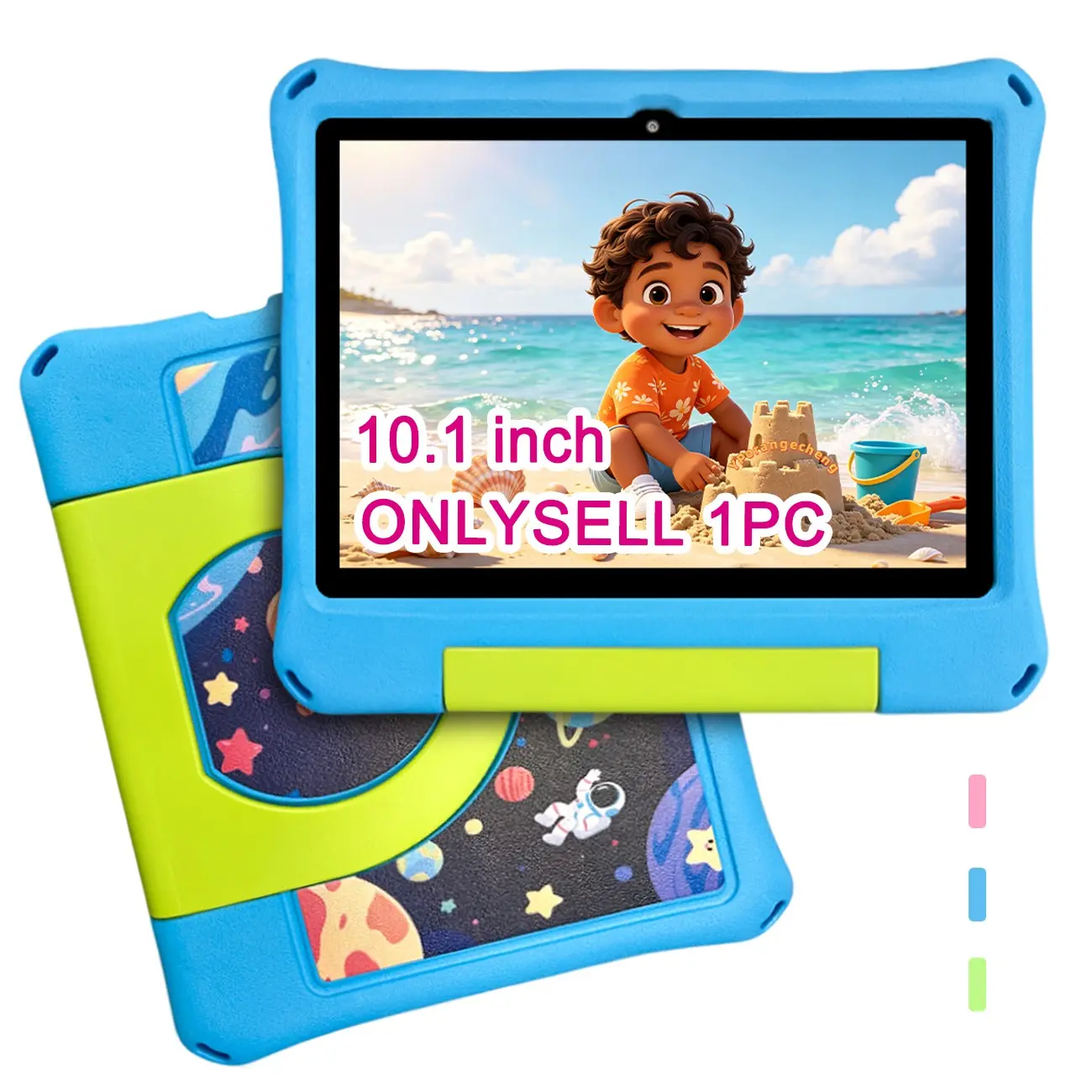 New Summer 10.1 Inch Kids Learning Tablet, 3GB RAM+64GB, 5G WiFi, Eye-care HD Screen, Dual Cameras, Shockproof Case, Parental Control & Educational Apps, Android System for Study & Games, Kids Birthday Holiday Gift, USB Cable Included, No Power Adapter