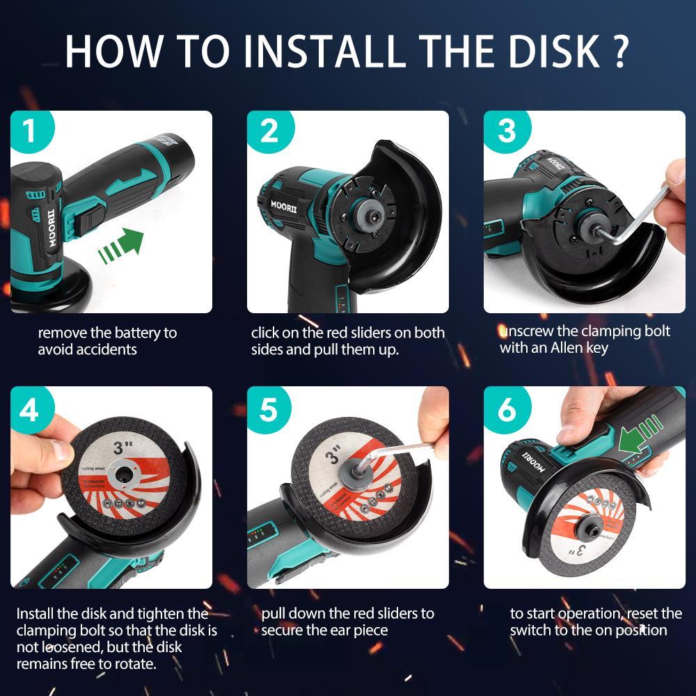 12V Mini Angle Grinder, 1 Set Multi-purpose Rechargeable Grinding Tool, Polishing Grinding Machine for Cutting, Diamond Cordless Power Tools, Tools and Gadgets