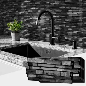 10pcs Peel and Stick Backsplash Tiles, 3D Marble Pattern Wall Stickers, 9.69x4.72 Inches, PVC Material, Self-Adhesive, Waterproof, Removable