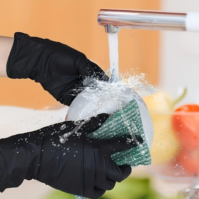 Disposable Nitrile Gloves - Latex-Free & Powder-Free for Beauty Cooking & Cleaning High-Quality Black Protective Items for Multiple Scenarios