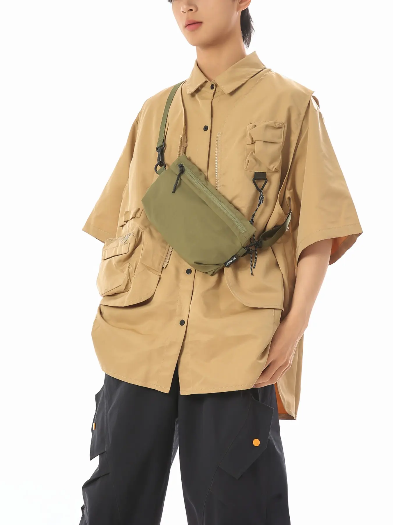 1pc Black Light Envelope Crossbody Bag Minimal Daily Versatile Style Flat Zip Pocket Thin Adjustable Strap Mini Bag For Men Class Outdoor Commute Sling Crossbody Bags
