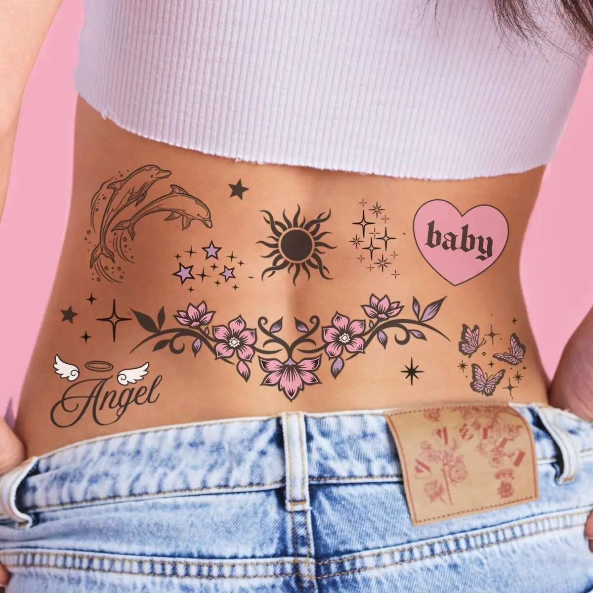 xo, Fetti Y2K Realistic Temporary Tattoos - 56 Pcs |   Girly 2000s Bachelorette, Birthday Favors, Halloween Party Accessory, Fake Tats, Festival Stickers