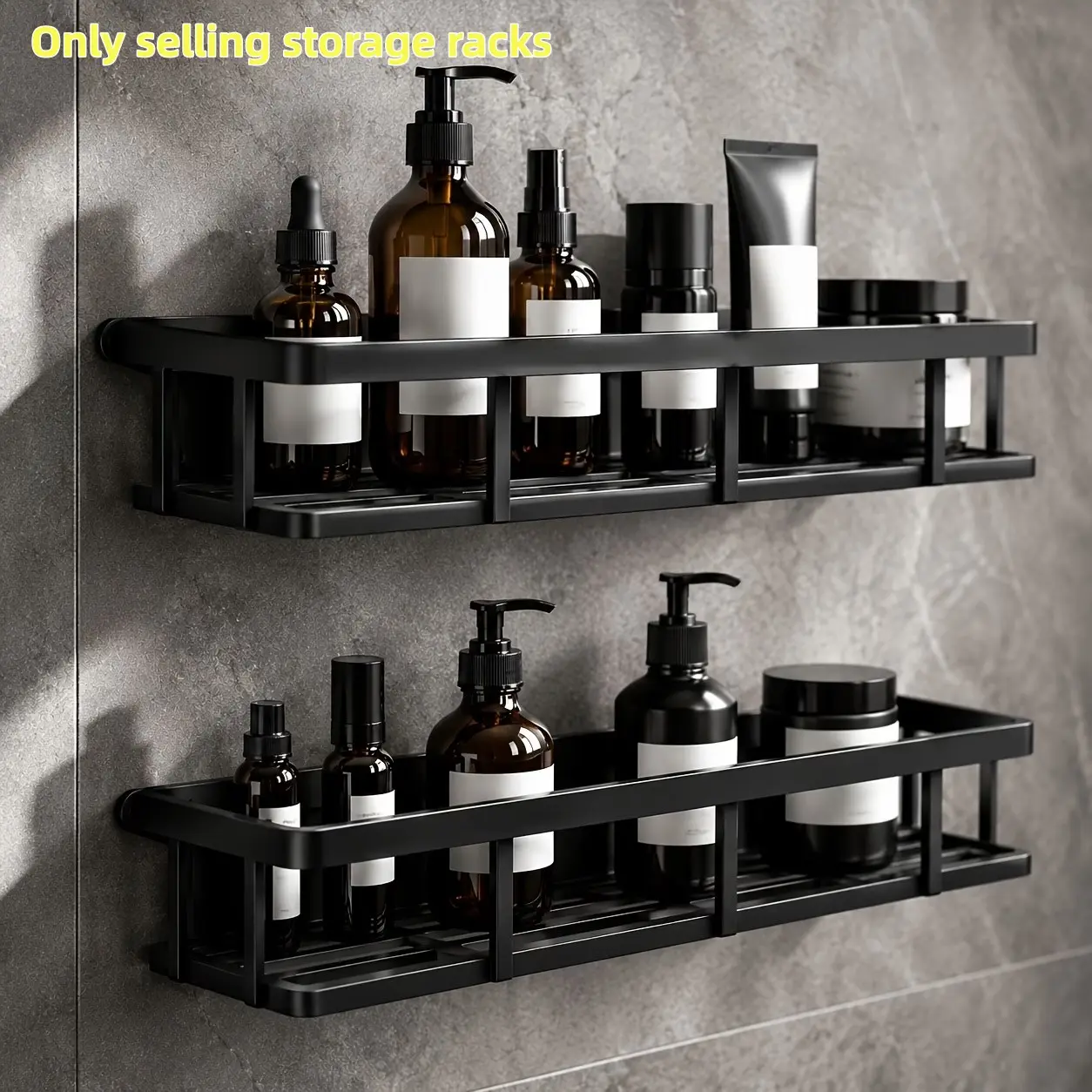 Wall-Mounted No-Drill Bathroom Shelf, Space-Saving Organizer for Toilet, Shower, Sink Area, Easy Installation, Durable Design, Bathroom Organizing Accessories