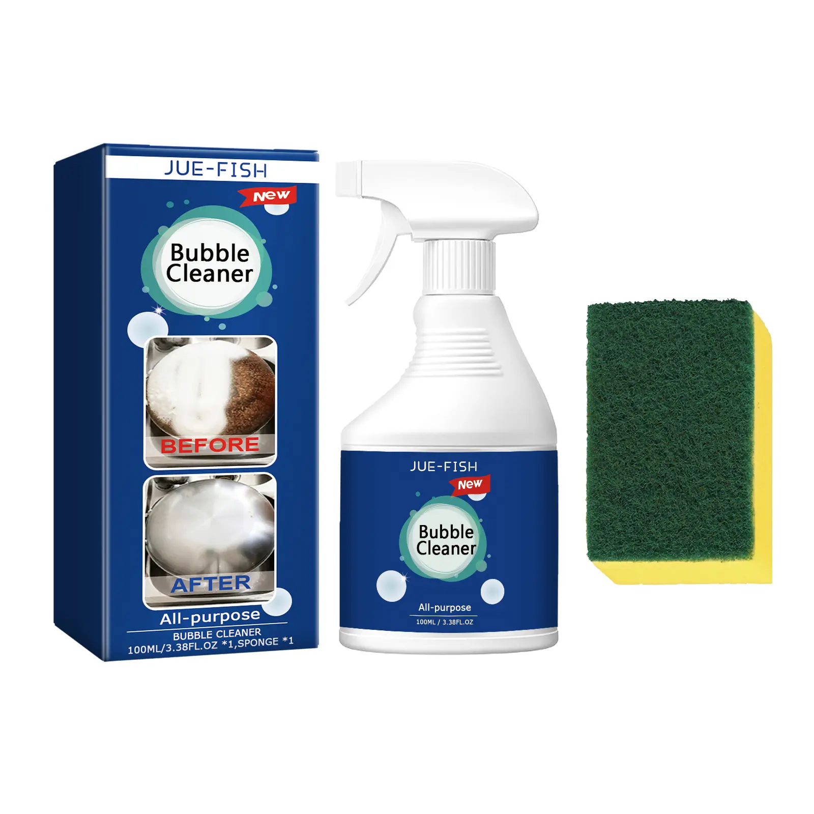 Foamed Bio-Enzyme Kitchen Oil Stain Spray Cleaner - Foam Texture Household Grease Removal Solution with Deodorizing Pine Scent for Kitchen Ventilators, Exhaust Pipes, Glass, Towel Daily Cleaning