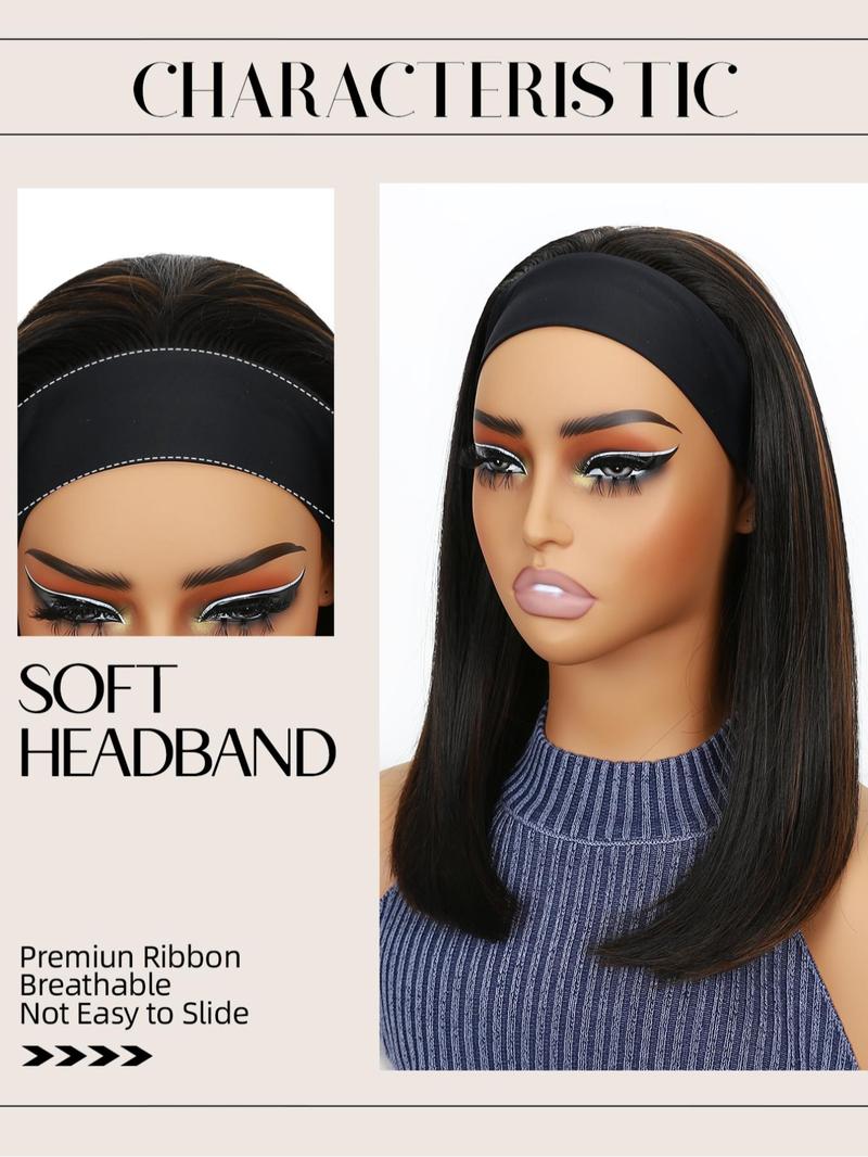 Long Straight Headband Wigs for Women, Glueless Headband Wig, Gorgeous Fluffy Wigs with Headband, Synthetic Heat-Resistant Wigs for Party & Daily Use