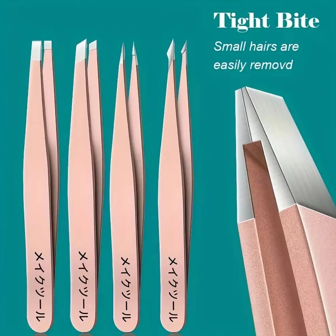 4 Pack Stainless Steel Eyebrow Tweezers Set, Precision Sharp Tip Tweezer for Facial Hair Removal, Eyelash Extension, Splinter Ingrown Hair Plucking, Professional Home Beauty Grooming Tool Kit