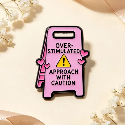 Warning Sign Quote Pin, Fashion Enamel Badge, Personalized Backpack Accessory, Perfect Gift, Casual Style, All Seasons, Alloy Brooch Pin