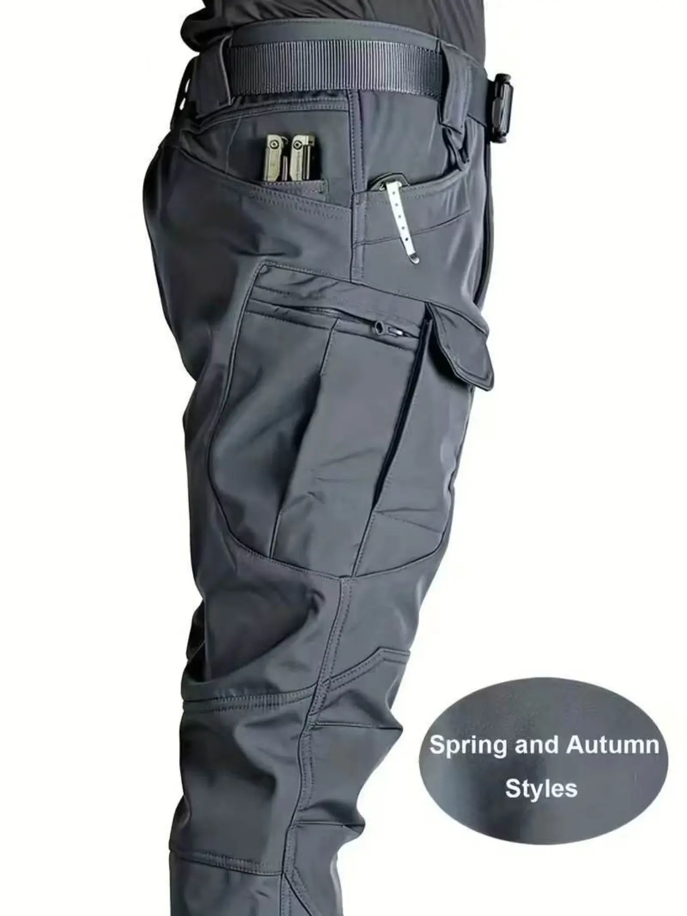 Men's Tactical Work Pants, Trouser, Multi-Pocket Casual Style, Stretchy Composite Fabric, Breathable, Ideal for Daily Wear, Outdoor, Spring & Fall