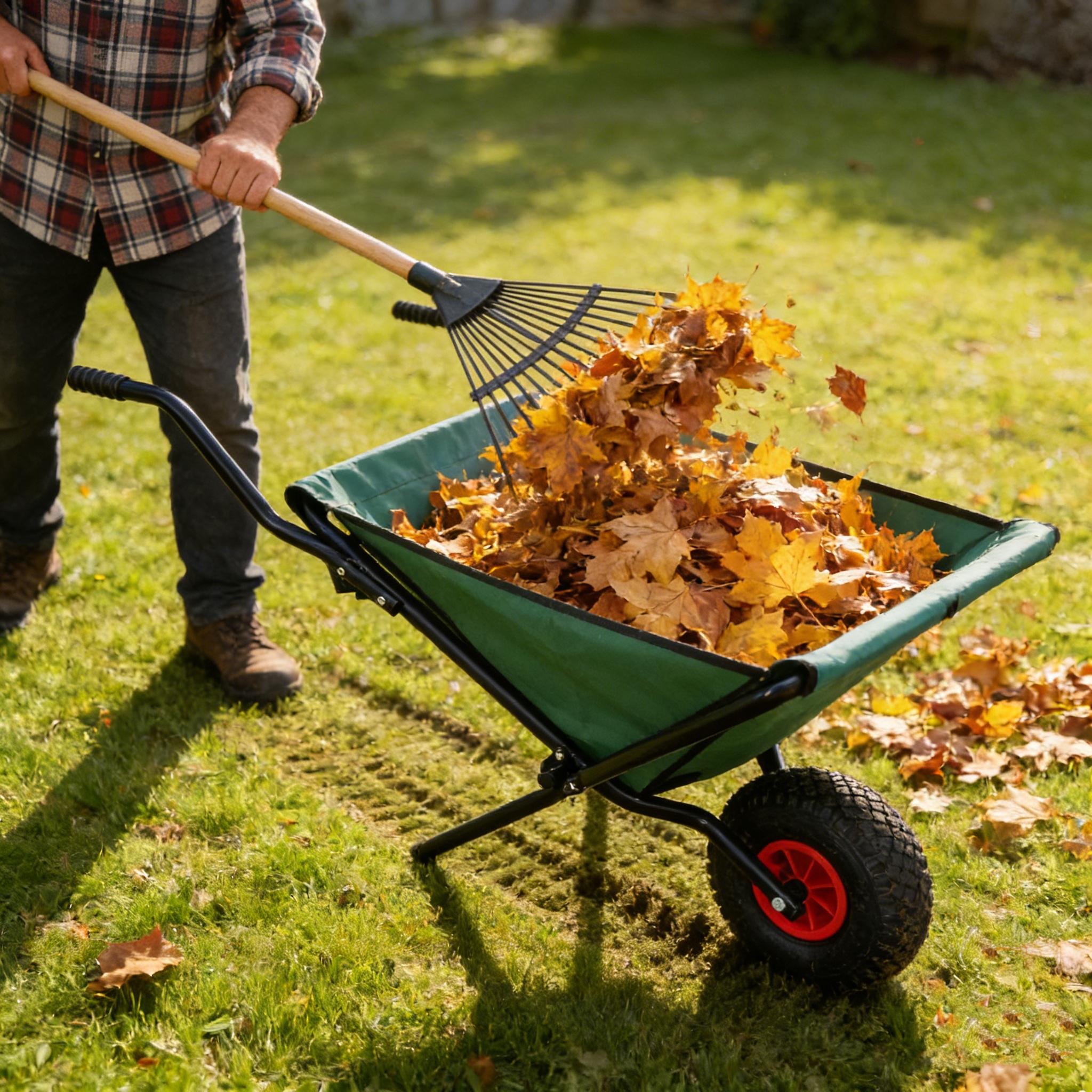 Collapsible Wheelbarrow 176 Lbs Folding Yard Garden Wheelbarrow Foldable Lightweight Gardening Heavy Duty Oxford Cloth Green Lawn Cart for Grass, Leaf, Garden Supplies, 10" Pneumatic Tire