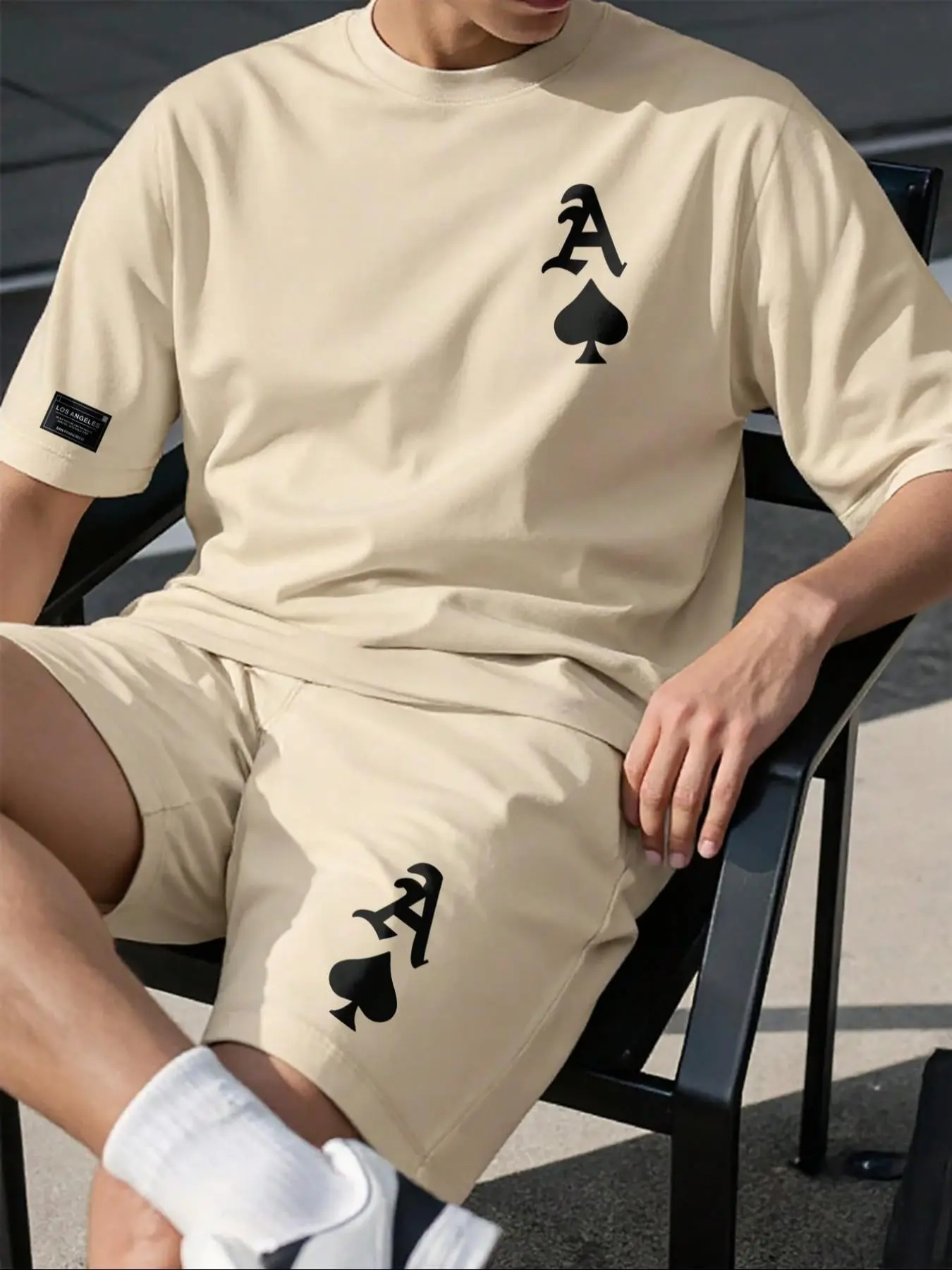 Men's Summer Casual Set, Fashion Round Neck Print Short Sleeve Tee and Shorts, Classic Loose Outdoor Sportswear, Comfortable Breathable Two-Piece