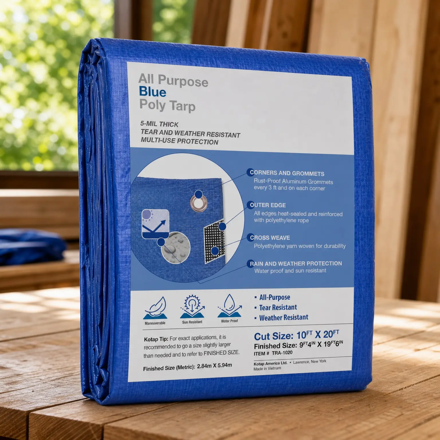 10 x 20 Ft. All-Purpose Multi-Use 5-mil Poly Tarp, Waterproof, Blue, (TRA-1020)Gift