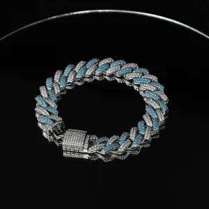 [ICE HUE] 18K Gold Vacuum Plated Copper Cuban Bracelet with 5A+ Sri Lanka Cubic Zirconia, Miami-Italy-Mexico & Micro Inspired, Unisex Luxury Costume Jewelry for Daily Wear & Gifting, Classic Hip Hop Simple Sporty Styles