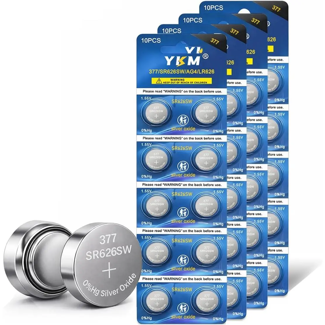 40 Pack 377 SR626SW Watch Batteries LR626 376 V377 377a AG4 1.55V Silver Oxide Battery for Calculator Watch Clock Laser Button Battery