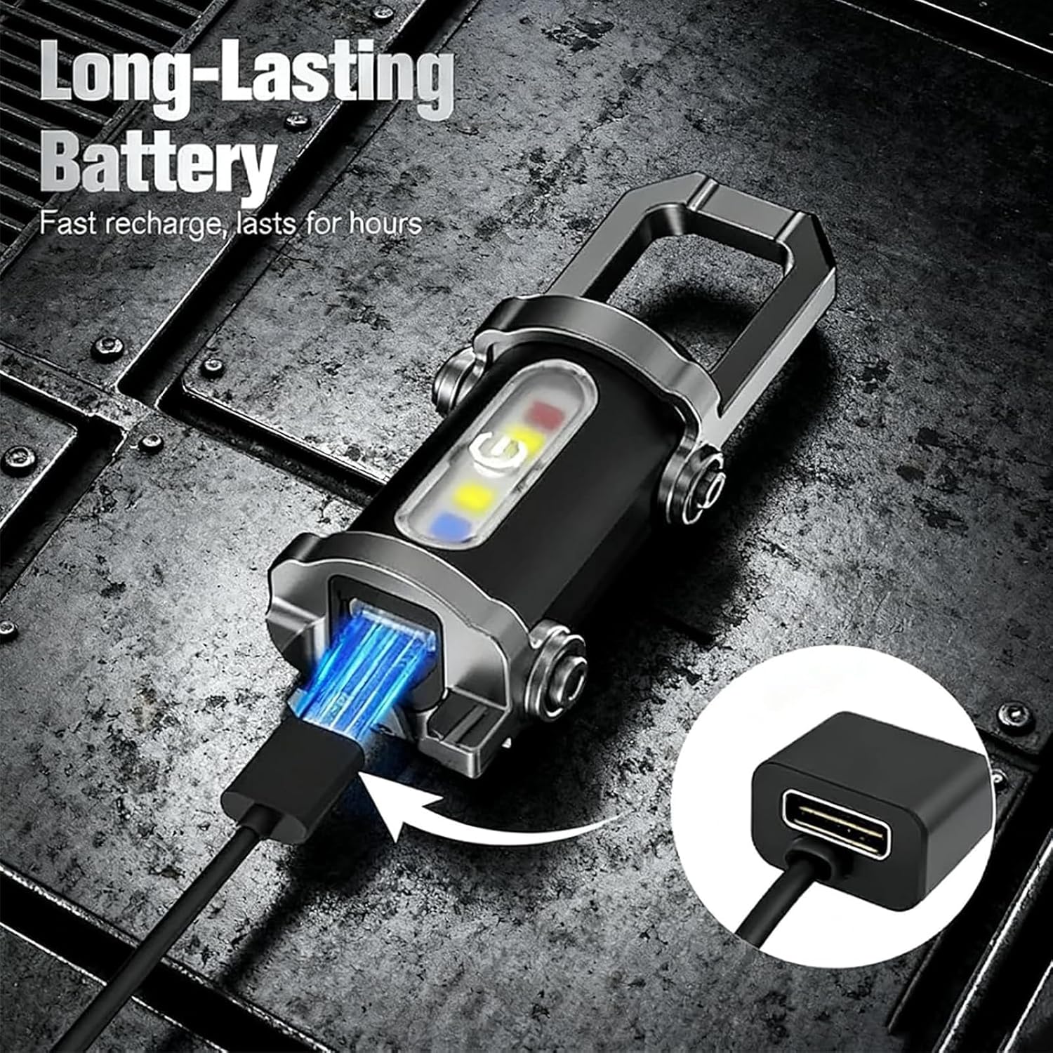 Rechargeable Mini Keychain Flashlights, 2-Pack Pocket Lights for Outdoor Adventures & Emergency Lighting (Black)