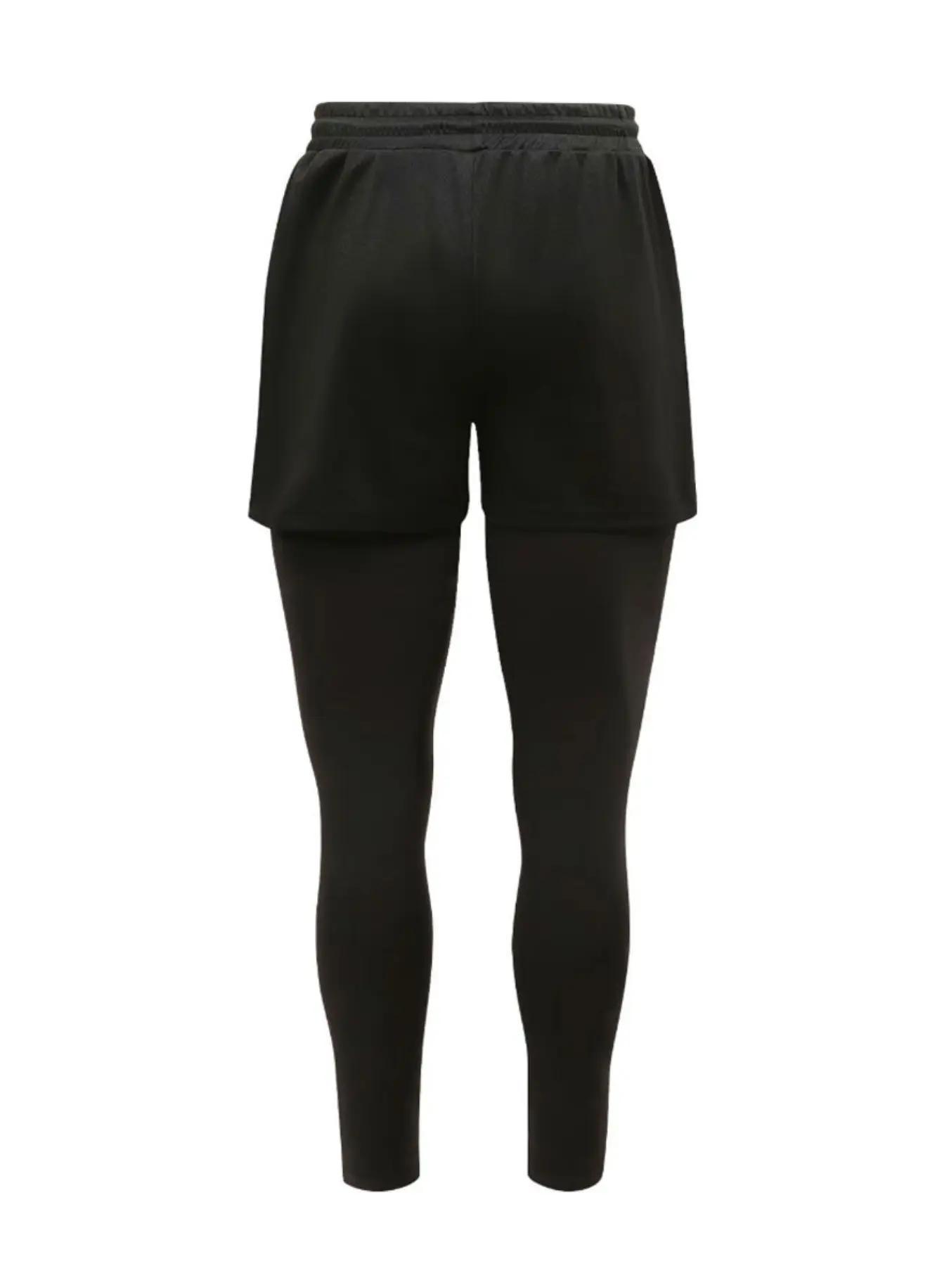 Men's Hooded Long Sleeve T-Shirt + Faux Two-Piece Pants Set, Casual Fall & Winter, Moderate Fabric, Fitted Style