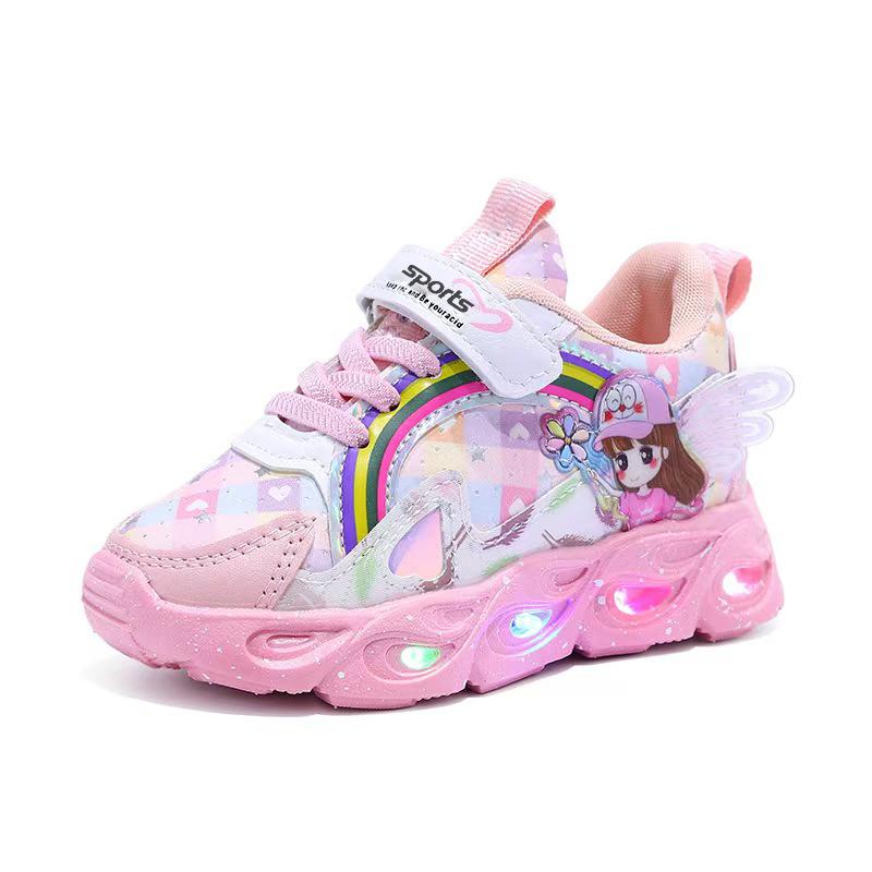 Girls' LED Light-Up Sneakers with Glow-in-the-Dark Soles Low-Top Flashing Shoes Cushioned Insole Rubber Outsole for Nighttime All-Season Running Outdoor Play First Walking Shoes Girls' Christmas gifts & birthday gifts & holiday gifts
