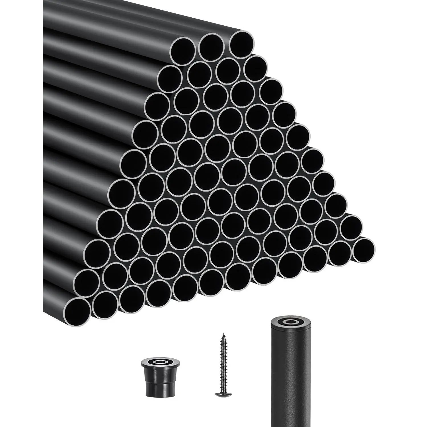 【toolupgrade】VEVOR 101-Piece Aluminum Staircase Balusters, 0.75x26 in Hollow Deck Round Tube Metal Spindles, Waterproof with Rail Caps & Screws, Matte Black Stylish Porch Railing Components