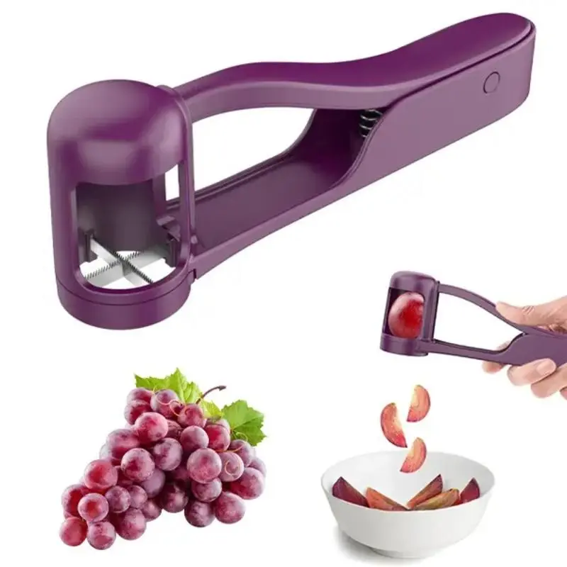 Grape Cutter for Toddlers 1-3 - Stainless Steel Baby Fruit Slicer Safe & Easy Grape, Cherry Tomato, Strawberry, Blueberry Cutter - Lightweight Kitchen Gadget for Fruit Salad & Cake Decor Durable Fruit Tool Vegetable Fruit Cutter Vegetable Fruit Utensils