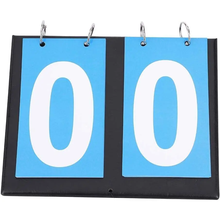 Portable Flip Number Scoreboard 2/3/4 Digit Sports Score Counter for Table Tennis Basketball (2 Digit-Blue) Referee Timing Pedometer