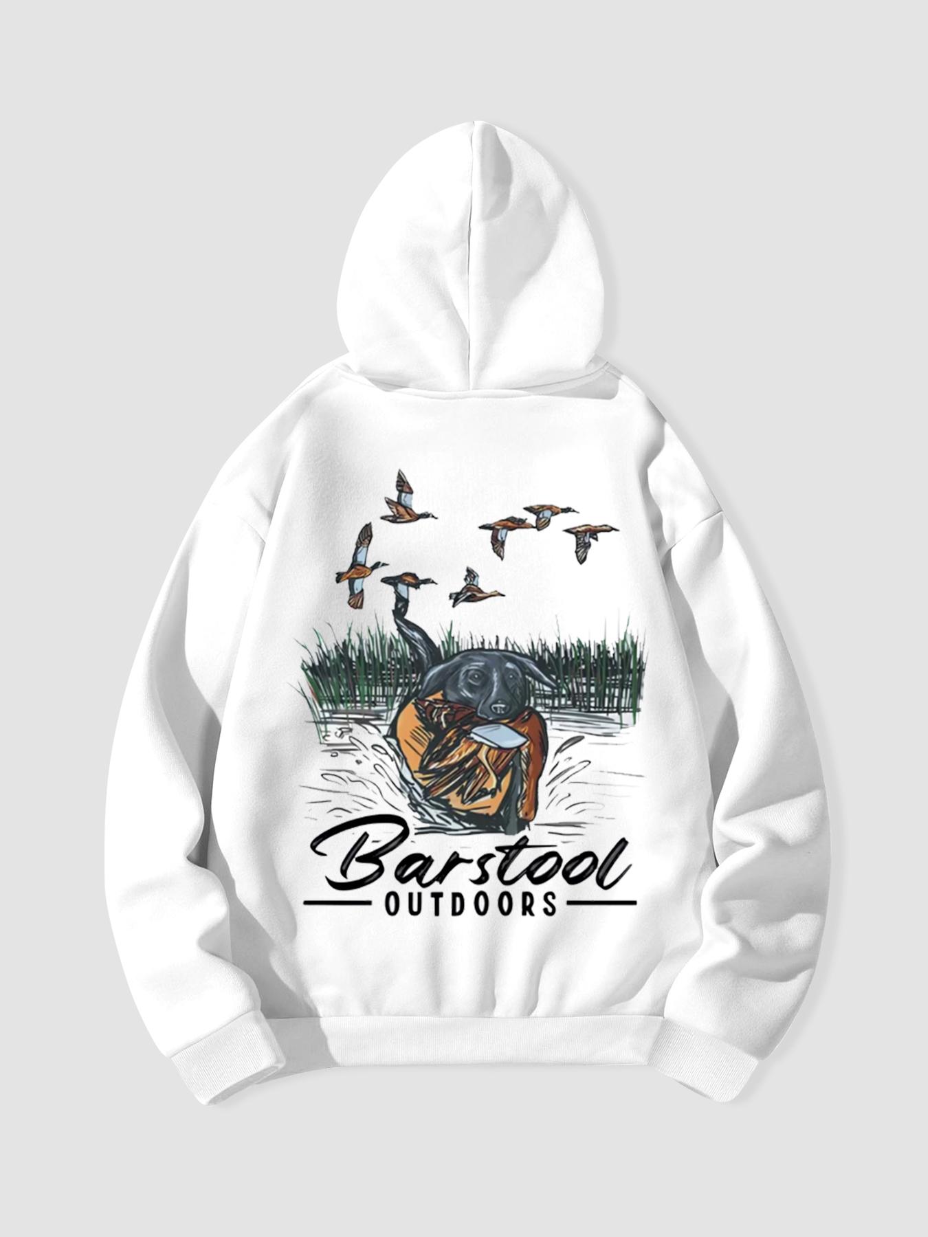 Unisex Men's Duck Hunting Graphic Print Pocket Drawstring Hoodie, Regular Fit Casual Long Sleeve Hooded Sweatshirt, Men's Top for Outdoor Activities, Casual Streetwear Sweatshirt, Graphic Hoodies